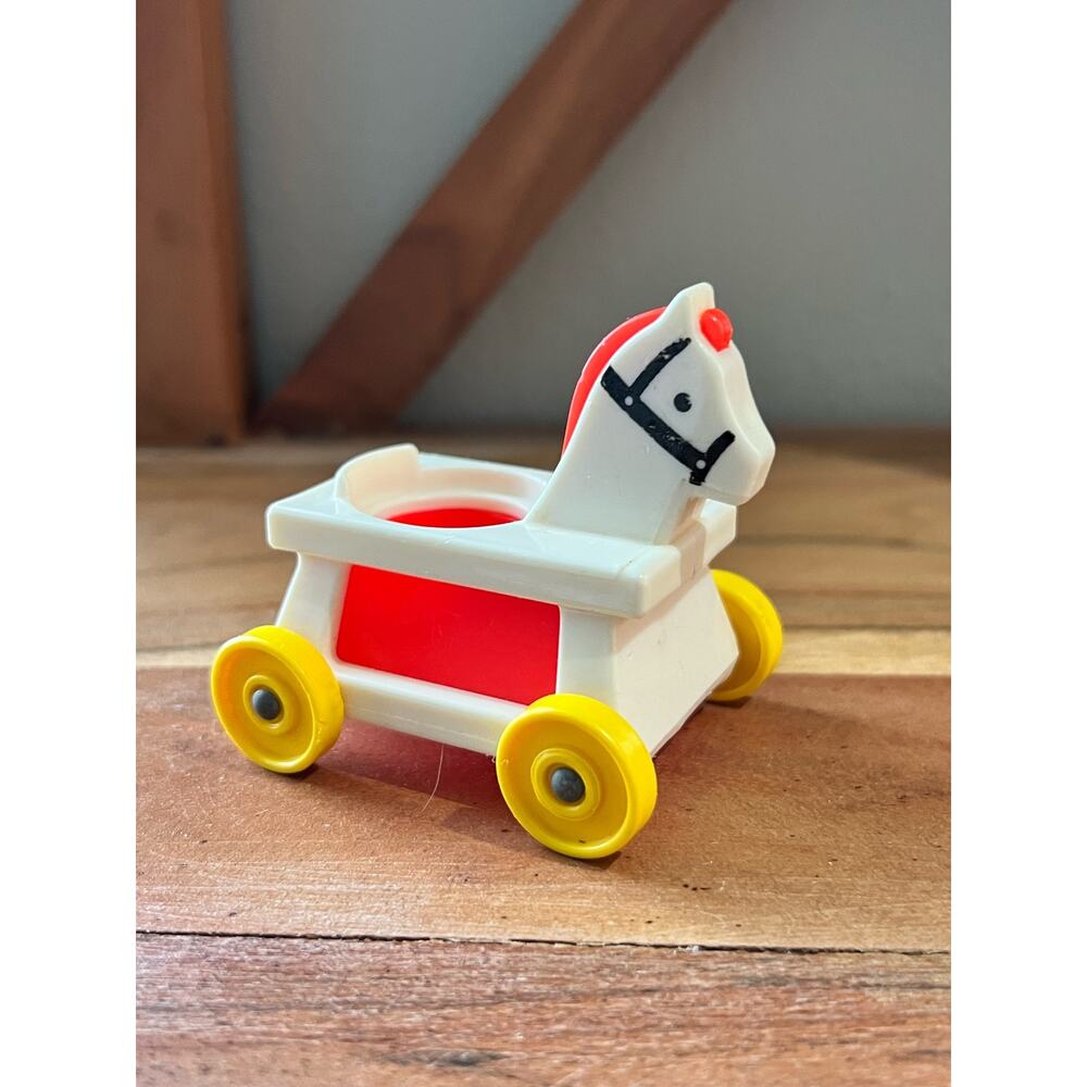 Vintage Fisher Price Little People Rolling Rocking Horse Single Figure Plastic